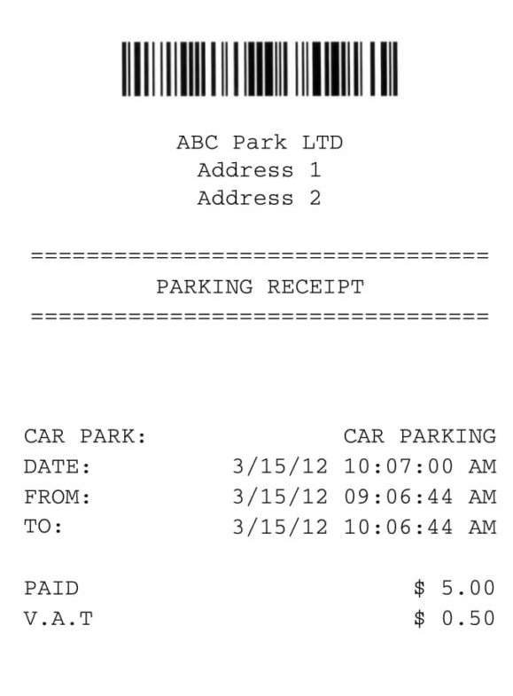 Printable Car Parking Ticket Template