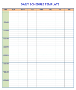 Blank Daily Schedule Template Free Word PDF Templates