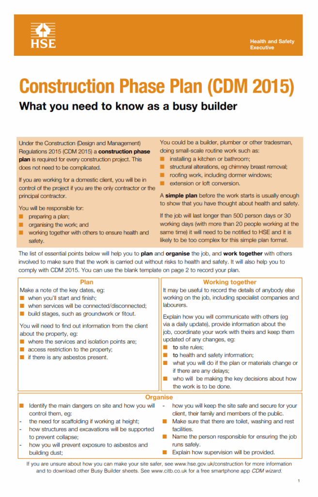 Construction Health and Safety Plan Template