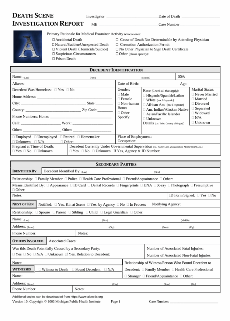 Death Scene Police Investigation Report Template