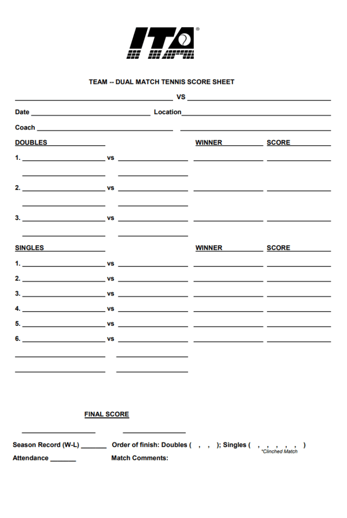 Dual Match Score Sheet Template