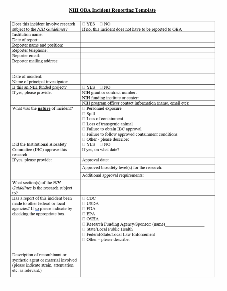 Free Health Incident Report Template