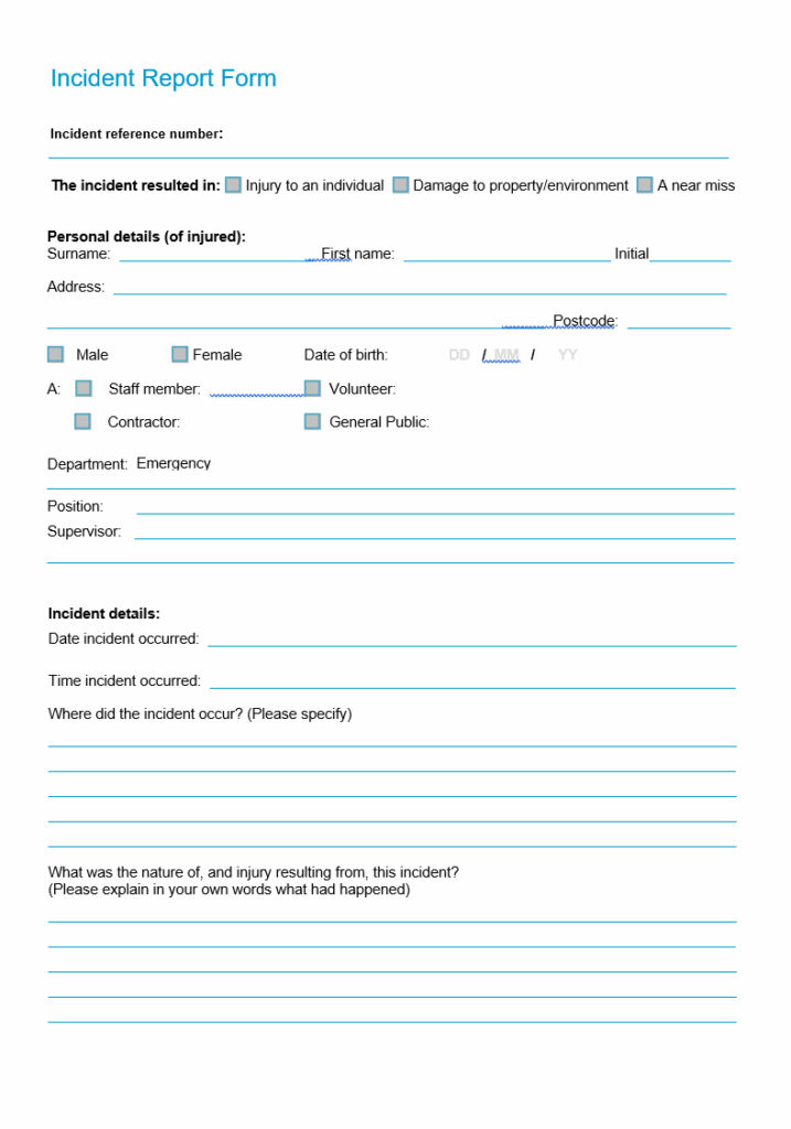 Free Human Resource Services Incident Report Template