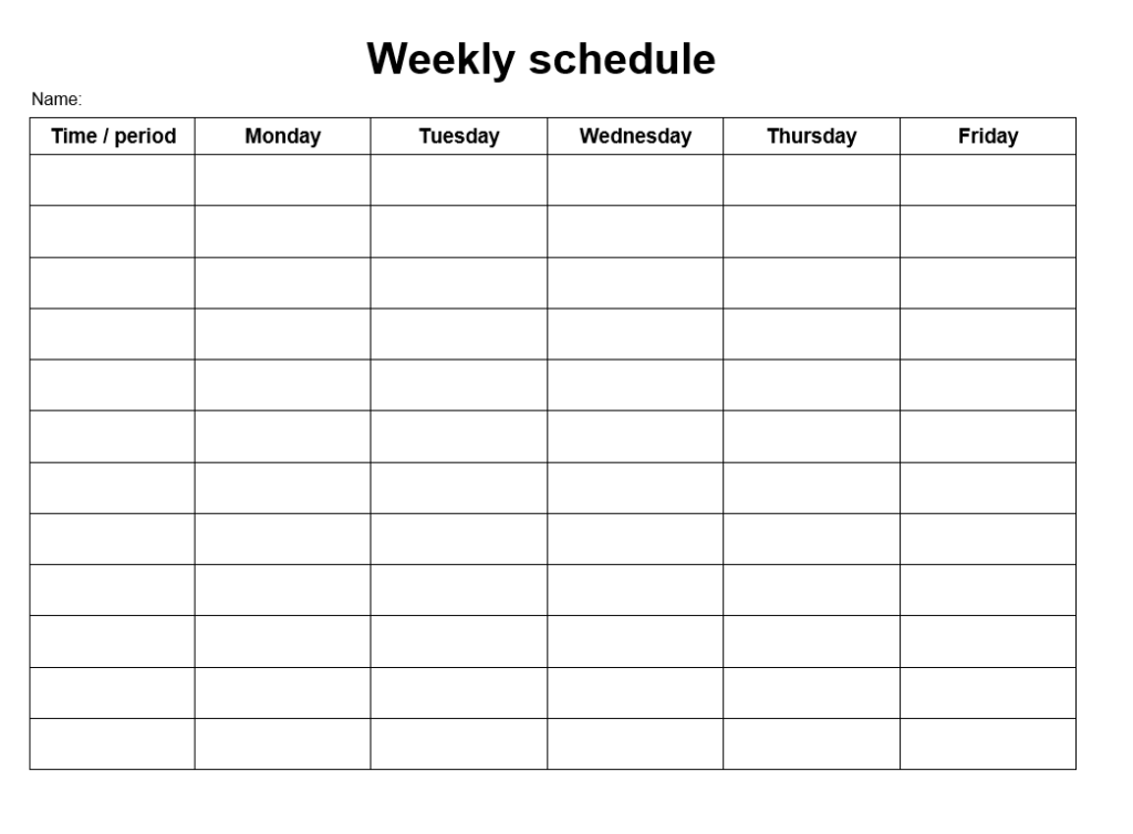 Free Weekly Schedule Template