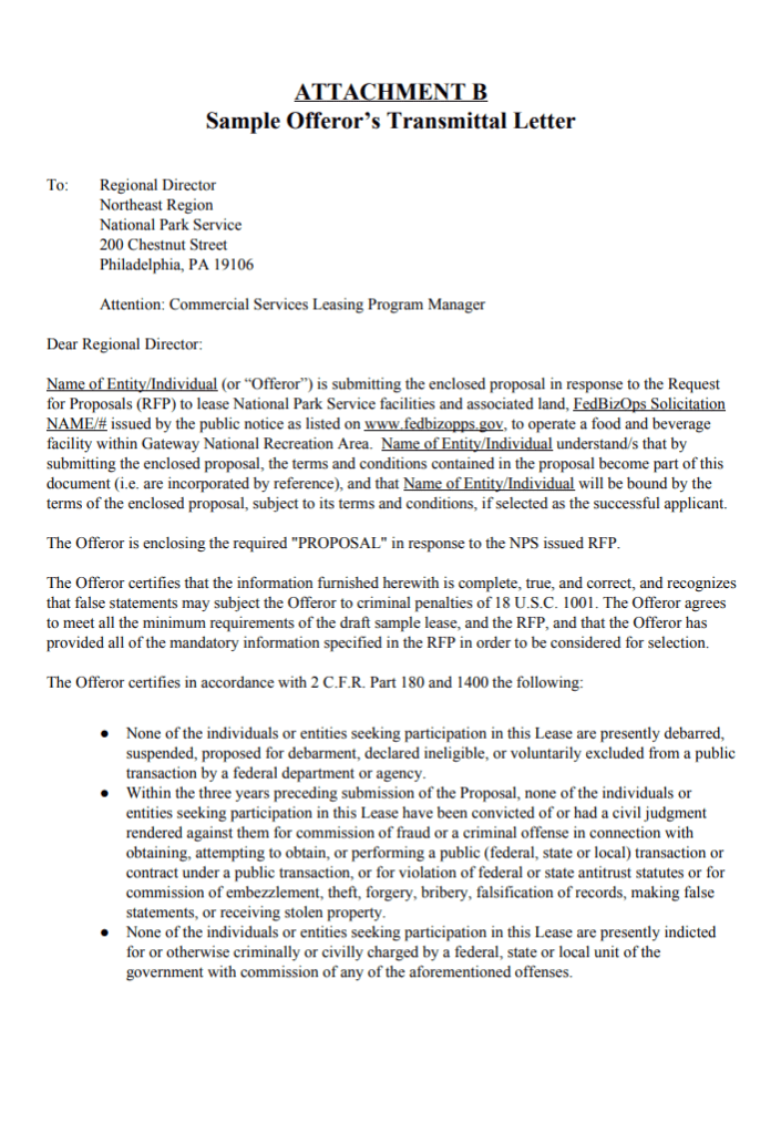 Lease Letter of Transmittal Template