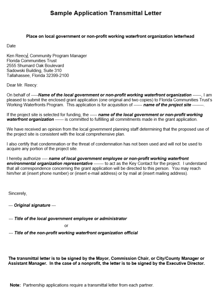 Letter of Transmittal Application Template