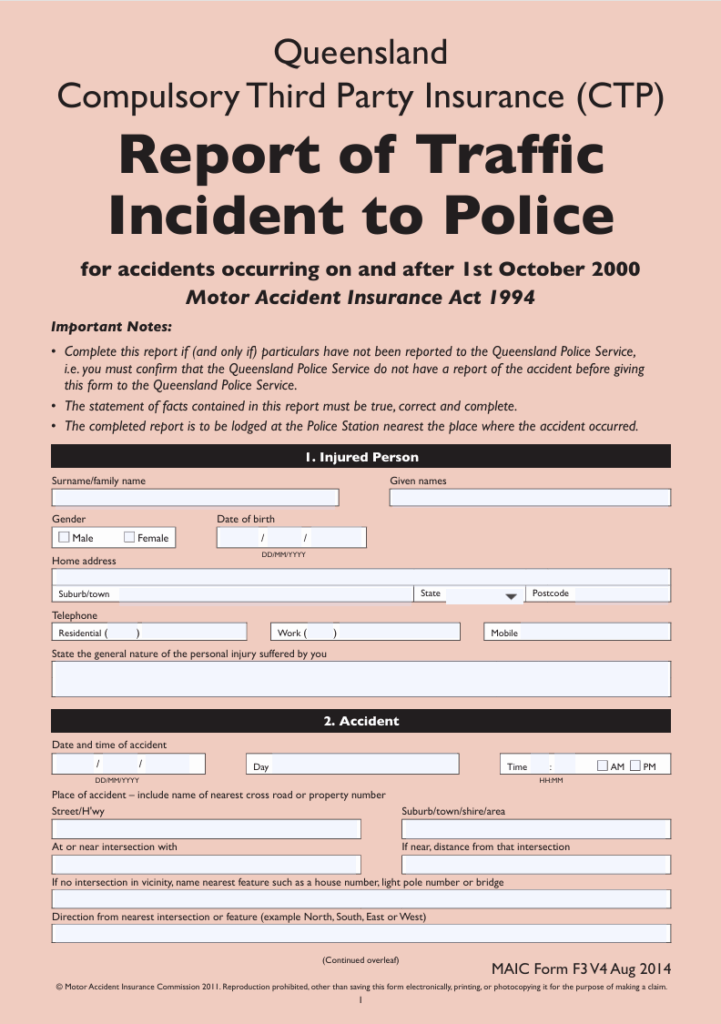 Police Accident Report Template
