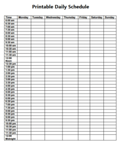 Printable Daily Schedule Template Free Word PDF Templates