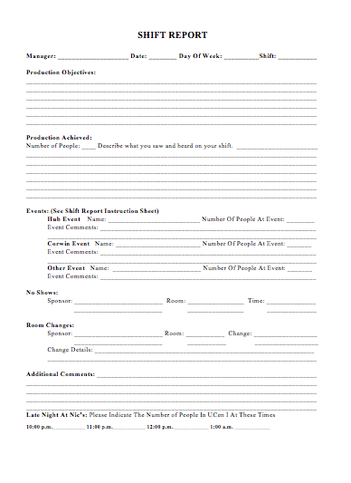 Production Shift Report Template