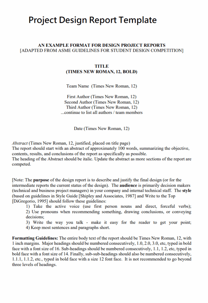 Project Design Report Template