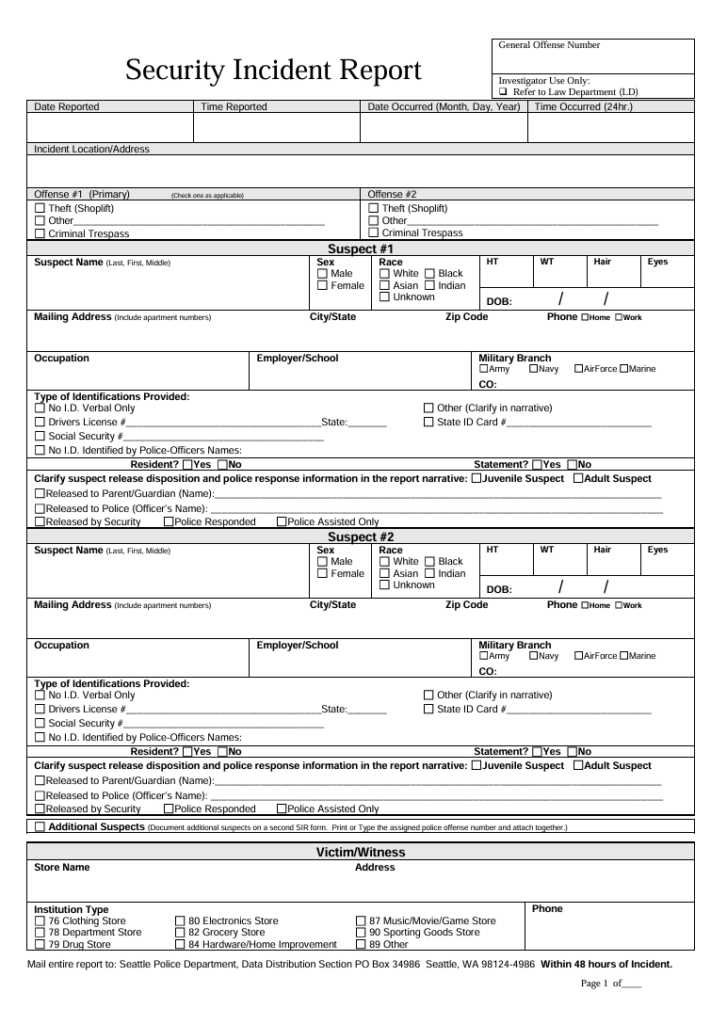 Security Incident Report Template