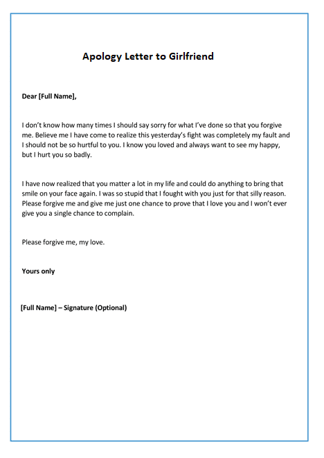 Girlfriend Appeal Letter Example