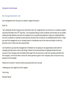 Resignation Email Example | Free Word & PDF Templates