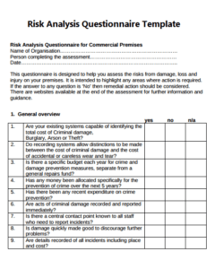 Risk Analysis Questionnaire Template | Free Word & PDF Templates