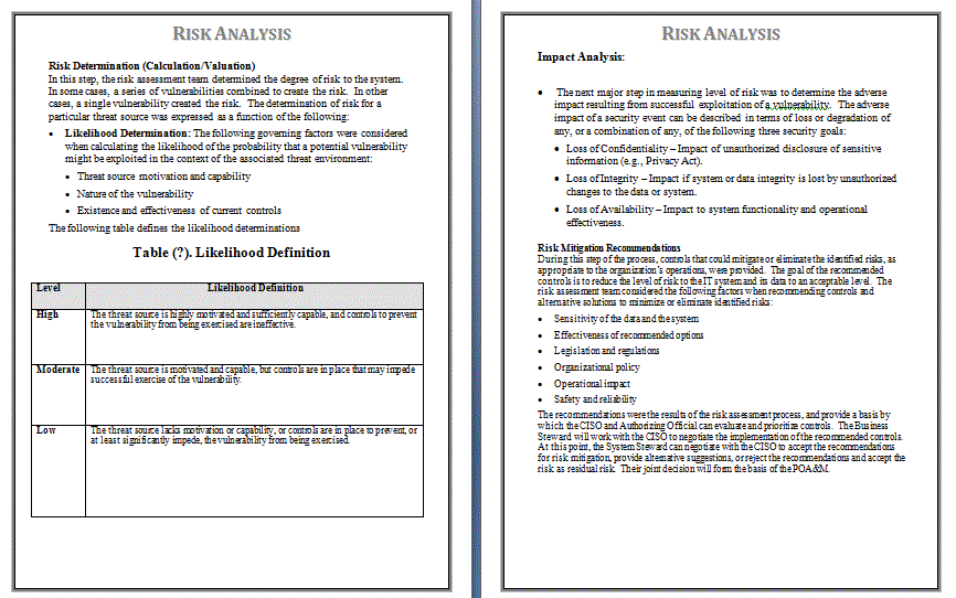 Risk Analysis Example