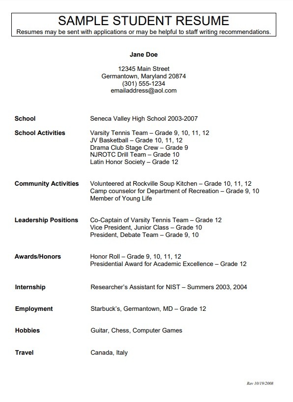 how to create resume for high school student