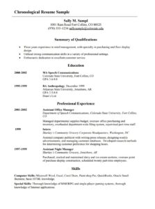Chronological Resume Sample Free Word PDF Templates