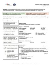 Sample Chronological Resume Free Word PDF Templates