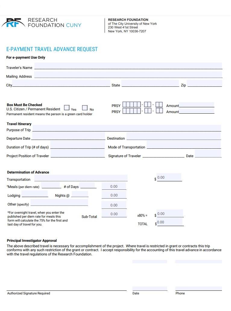 travel advance request form excel