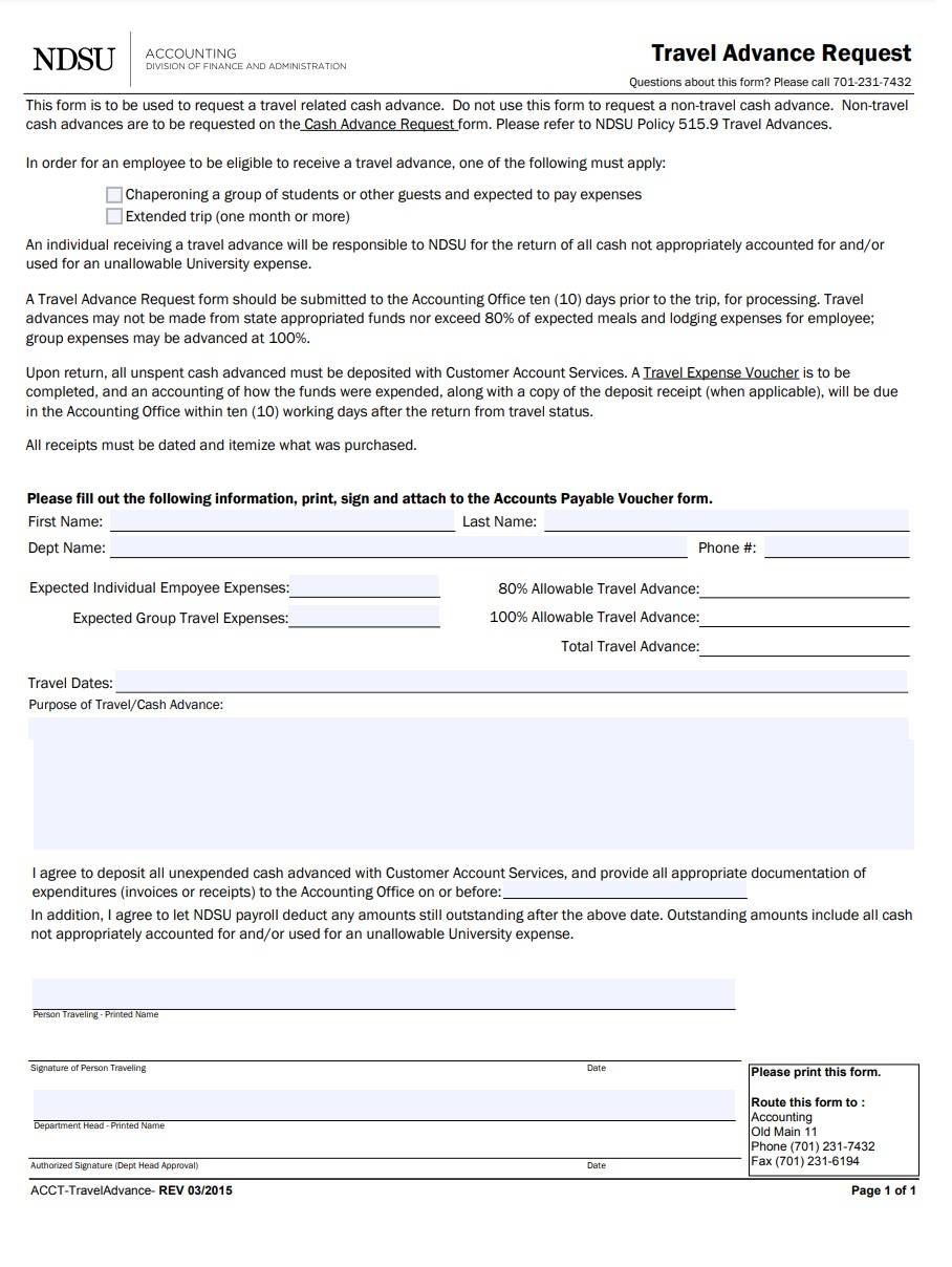 travel advance request form excel